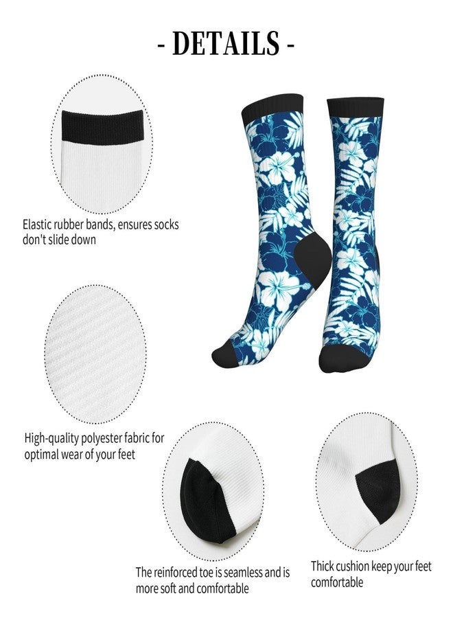 ACDRUING Hawaiian Hibiscus Flower Unisex Athletic Crew Cushion Socks For Running And Workout Performance Wicking Cushion Mid-Calf Socks For Men Women - Image 5